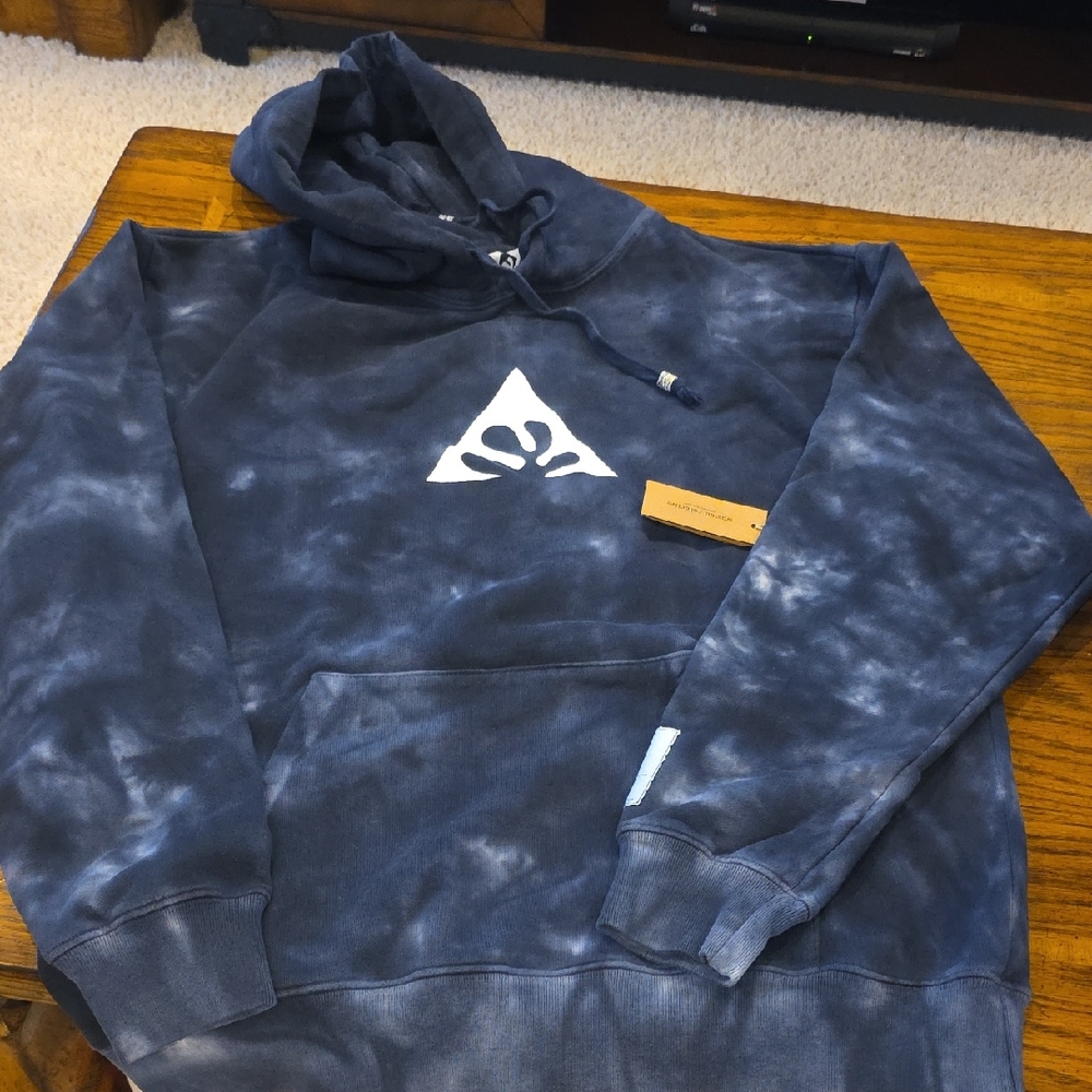 Wasted Collective Womens Navy/white Tie-Dye Hoodie with Logo. NWT Sz L